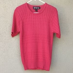 Le Chois Red Silk-cotton Knit Short Sleeve Top M